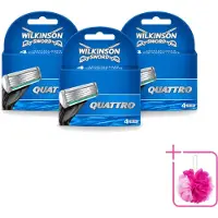 Wilkinson 3 lames de rechange Quattro avec coupe-bordures de précision - Pack économique - 3 pièces
