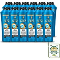 GLISS 12 flacons de shampooing -Kur Aqua Revive – Rafraîchissant et hydratant – 400 ml - Coffret économique - 12 pièces