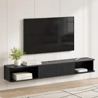 Dripio Meuble TV suspendu, 178 cm, noir, design moderne, forme rectangulaire
