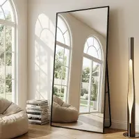 Dripio Miroir mural ou sur pied, dimensions 210 x 109 cm, forme rectangulaire, couleur noire