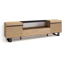 Dripio Meuble TV bas, dimensions 200 x 57 x 35 cm, en chêne, pour téléviseurs jusqu'à 80 pouces