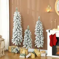 Selius Arbres de Noël artificiels – Arbre artificiel – Mini-arbre de Noël – Lot de 3 – Vert avec effet neige – Avec pied