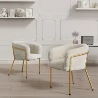 Selius Fauteuil d'accent beige - Fauteuil - Chaise - Canapé - Fauteuil de repos - Beige avec pieds en métal blanc et doré