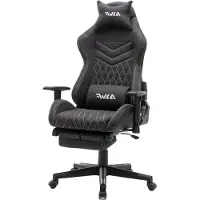 Selius Fauteuil de jeu – Fauteuil ergonomique pour jeux, avec tissu respirant et repose-pieds, de couleur noire