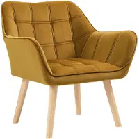 Selius Fauteuil – Canapé deux places – Fauteuil d'accent – Fauteuil relax – Fauteuil scandinave – Revêtement en velours jaune – Poids maximal : 120 kg