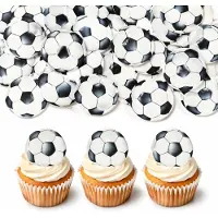 OCreon Décoration de gâteau sur le thème du football - Comestible - Papier comestible en forme de ballon de football - Décorations pour cupcakes - Décoration sur le thème du football - Anniversaire - Enfants