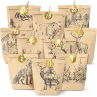 OCreon Calendrier de l'Avent 2025 à remplir, 24 petits sacs pour calendrier de l'Avent à décorer, pour enfants et adultes, calendrier de Noël à personnaliser