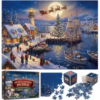 OCreon Calendrier de l'Avent 2026, puzzle pour adultes représentant une scène de Noël, 1008 pièces