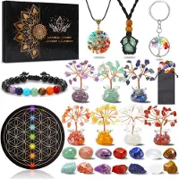 OCreon Calendrier de l'Avent Kristallen 2026, avec 24 surprises et 7 arbres de cristaux représentant les chakras