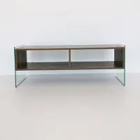 Dripio Téléviseur standard, 120 cm, en bois de noyer, avec verre trempé, mélaminé, à fixer au mur