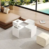 Selius Table basse - Structure en métal moderne avec plateau à haute brillance, 2 niveaux