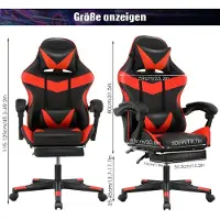 Selius Chaise de gaming ergonomique avec hauteur réglable et repose-pieds escamotable