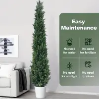 Selius Arbres artificiels en cèdre - Lot de 2 - Hauteur : 183 cm - Plastique PE résistant aux intempéries - Vert éclatant, sans entretien
