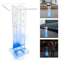 Selius Podium Lessenaar en acrylique transparent - Hauteur : 110 cm - Dimensions du panneau de lecture : 23,62 x 15,74 pouces - Poids : 12,3 kg - Idéal pour les présentations et les conférences