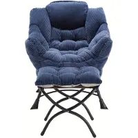 Selius Fauteuil - Fauteuil de relaxation - Fauteuil lounge - Fauteuil avec accoudoirs - Revêtement - Structure métallique - Bleu marine, design compact