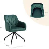 Selius Ensemble de 2 chaises de salle à manger – Chaises de cuisine vertes avec revêtement rembourré – Style milieu du siècle