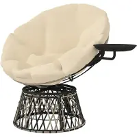 Selius Fauteuil papasan en rotin, pivotant à 360 degrés, avec un coussin épais et confortable et une structure en acier robuste