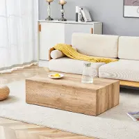 Kein Hersteller Table basse rectangulaire, dimensions 90x50x30 cm, imitation bois, en MDF, livrée montée, pieds antidérapants (en bois)