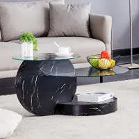 Kein Hersteller Table basse, verre trempé multicouche, MDF, autocollant texturé, plusieurs couleurs (noir, transparent)