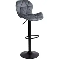 EHokery Tabouret de bar Gordon Black en velours graphite velouté
