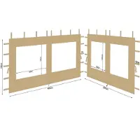 Merkloos Ensemble de 2 panneaux latéraux avec fenêtre pour pavillon de 3x4 mètres, couleur beige