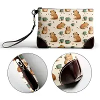 Markenlos Pochette avec un motif de cochon d'Inde mignon, portefeuille pour femmes, bracelet en cuir et sacs à main