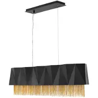 HINKLEY Lustre Zuma noir satiné et doré, 6 x E27 x 60 W, métal, dimensions : 330,9 x 110 x 22 cm, IP20,