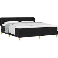 vidaXL Lit boxspring avec matelas noir 180 x 200 cm Tissu