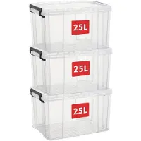 Merkloos Solidchoice - Ensemble de 3 boîtes de rangement empilables avec couvercle