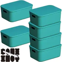 Merkloos Elzusha - Boîtes de rangement empilables avec couvercle et poignées, couleur verte, lot de 6
