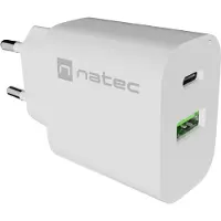 Natec USB CHARGER RIBERA 1X USB-A+ 1X USB-C 20W W