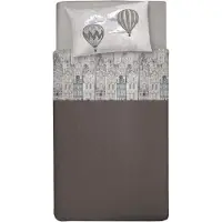 OCreon Ensemble de literie DELICATI pour lit simple, 100% coton, comprenant une housse de couette, une taie d'oreiller et un drap-housse de 90 x 200 cm