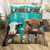 Merkloos Couvre-lit ensemble - Vache des Highlands - Pour un lit simple
