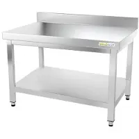GOLDINOX Table de travail en inox soubassement 1200 x 500 mm adossée PREMIUM -