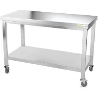 GOLDINOX Table de travail en inox 1500 x 800 mm sur roulettes PREMIUM -