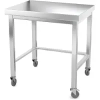 GOLDINOX Table de travail en inox 500 x 500 mm avec renfort sur roulettes PREMIUM -