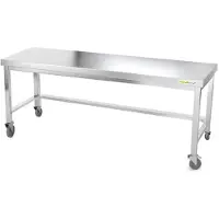 GOLDINOX Table de travail en inox soubassement 2000 x 500 mm avec renfort sur roulettes PREMIUM -