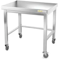 GOLDINOX Table de travail en inox soubassement 500 x 500 mm avec renfort sur roulettes PREMIUM -