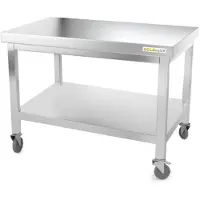 GOLDINOX Table de travail en inox soubassement 1000 x 600 mm sur roulettes PREMIUM -