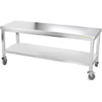 GOLDINOX Table de travail en inox soubassement 1800 x 500 mm sur roulettes PREMIUM -
