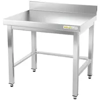 GOLDINOX Table de travail en inox soubassement 600 x 600 mm adossée avec renfort PREMIUM -