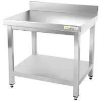 GOLDINOX Table de travail en inox soubassement 800 x 500 mm adossée PREMIUM -