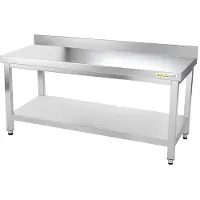 GOLDINOX Table de travail en inox soubassement 1600 x 500 mm adossée PREMIUM -