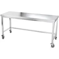 GOLDINOX Table de travail en inox 2000 x 500 mm avec renfort sur roulettes PREMIUM -