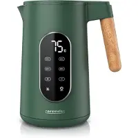 Arendo Bouilloire avec réglage de température de 40°C à 100°C, affichage, sélection de la température, en acier inoxydable, 1,7 L, 2200W, écran LED, poignée imitation bois, sans BPA