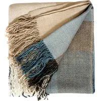 OEM Couverture en 100% baby alpaga, tissée à la main, dimensions 130x180 cm, couleur bleu-brun