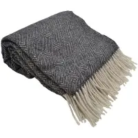 OEM Plaid en mélange de Laine, 140x200 cm, couleur anthracite