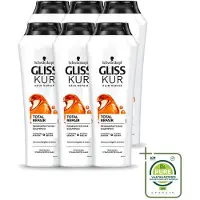 GLISS 6 flacons de shampooing nutritif à l'huile Schwarzkopf Kur - 250 ml - Lot de 6