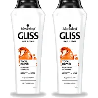 GLISS 2 flacons de shampooing Kur Total Repair - Répare et renforce - 400 ml - Pack avantage - 2 pièces