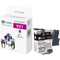G&G Compatible avec la cartouche d'encre Brother LC521BK, 550 pages, noir, 14 ml, 1 pièce, 550 pages, paquet individuel